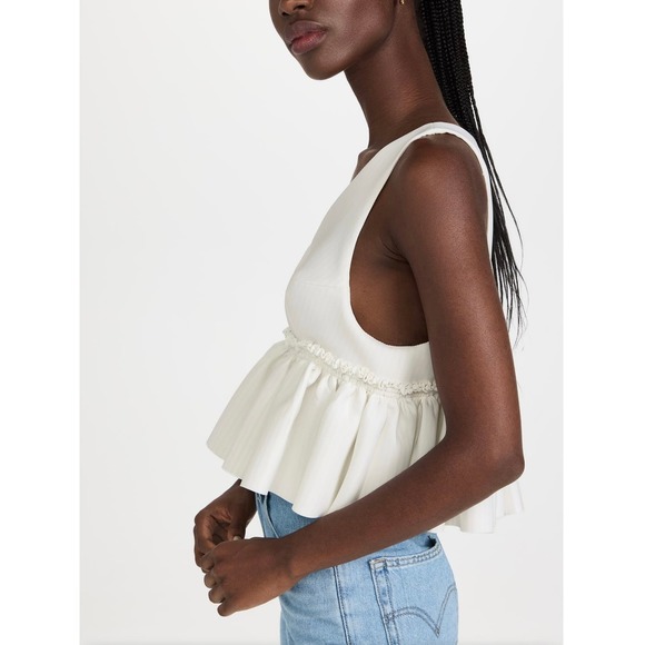 KIMBERLY GOLDSON Jah Top Shirt Womens Medium Off White Stripe V-neck Sleeveless - Picture 4 of 16